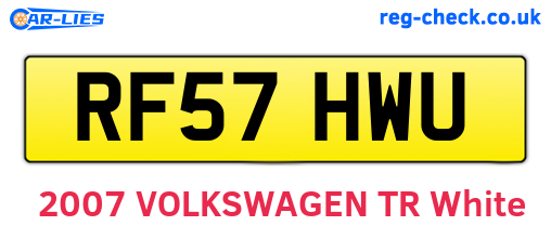 RF57HWU are the vehicle registration plates.