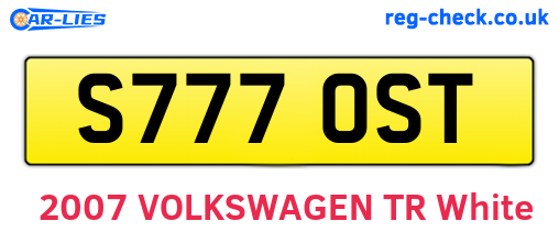 S777OST are the vehicle registration plates.