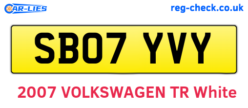 SB07YVY are the vehicle registration plates.