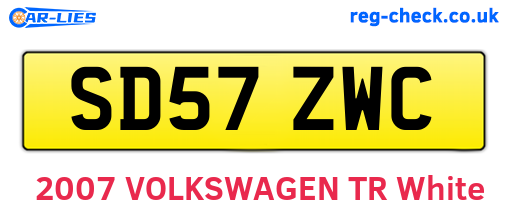 SD57ZWC are the vehicle registration plates.