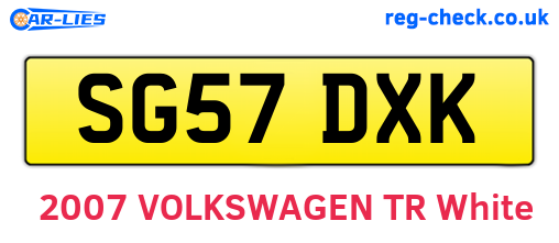 SG57DXK are the vehicle registration plates.