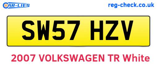 SW57HZV are the vehicle registration plates.