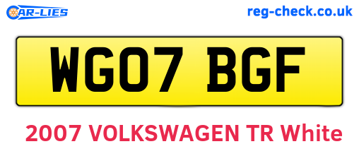 WG07BGF are the vehicle registration plates.