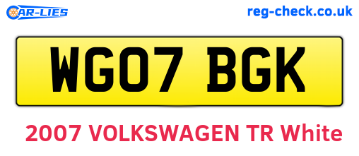 WG07BGK are the vehicle registration plates.