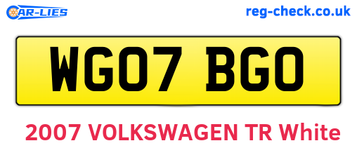 WG07BGO are the vehicle registration plates.
