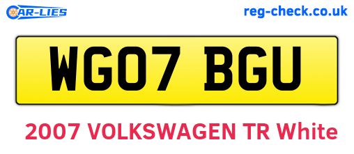 WG07BGU are the vehicle registration plates.