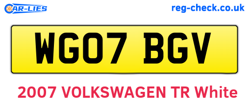 WG07BGV are the vehicle registration plates.
