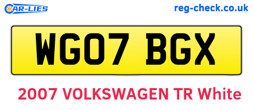 WG07BGX are the vehicle registration plates.