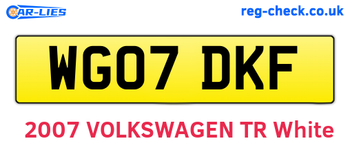 WG07DKF are the vehicle registration plates.