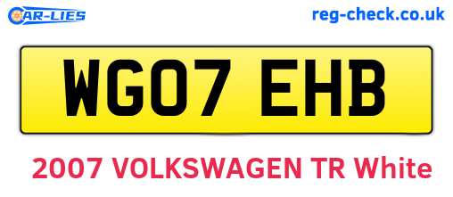 WG07EHB are the vehicle registration plates.