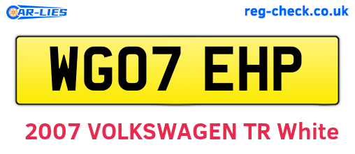 WG07EHP are the vehicle registration plates.