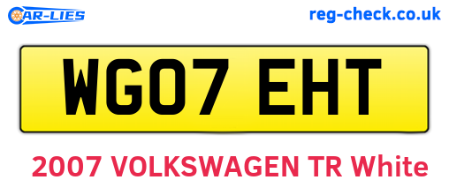 WG07EHT are the vehicle registration plates.