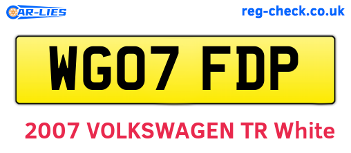 WG07FDP are the vehicle registration plates.