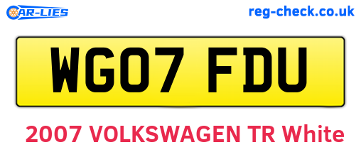WG07FDU are the vehicle registration plates.