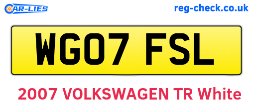 WG07FSL are the vehicle registration plates.