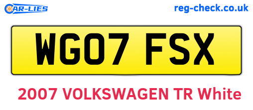 WG07FSX are the vehicle registration plates.