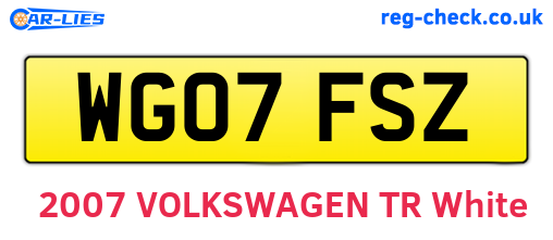 WG07FSZ are the vehicle registration plates.
