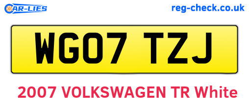 WG07TZJ are the vehicle registration plates.