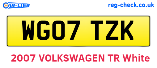 WG07TZK are the vehicle registration plates.