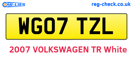 WG07TZL are the vehicle registration plates.