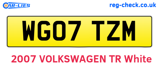 WG07TZM are the vehicle registration plates.