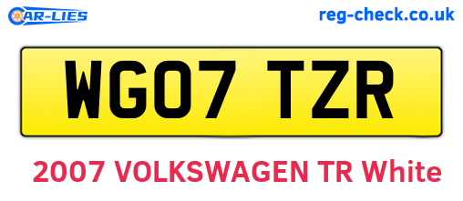 WG07TZR are the vehicle registration plates.