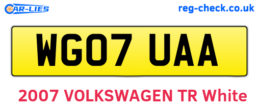 WG07UAA are the vehicle registration plates.