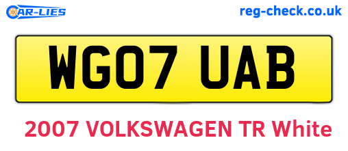 WG07UAB are the vehicle registration plates.