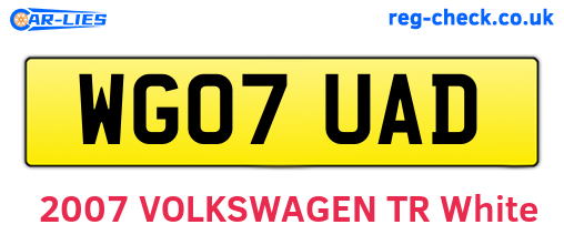 WG07UAD are the vehicle registration plates.
