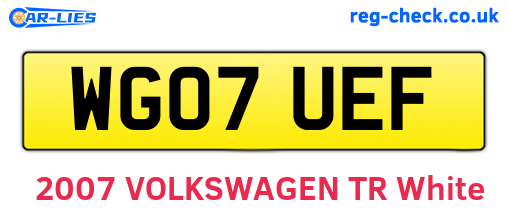 WG07UEF are the vehicle registration plates.