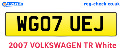 WG07UEJ are the vehicle registration plates.