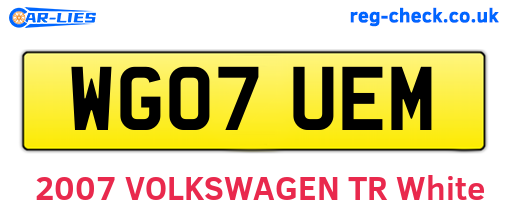 WG07UEM are the vehicle registration plates.