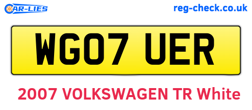 WG07UER are the vehicle registration plates.