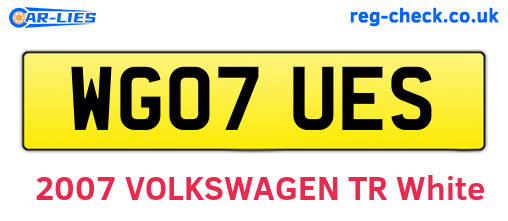 WG07UES are the vehicle registration plates.