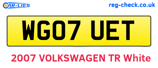 WG07UET are the vehicle registration plates.