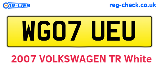 WG07UEU are the vehicle registration plates.