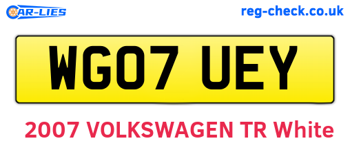 WG07UEY are the vehicle registration plates.