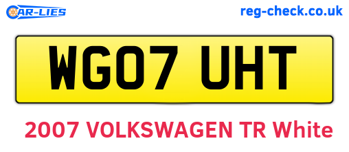 WG07UHT are the vehicle registration plates.