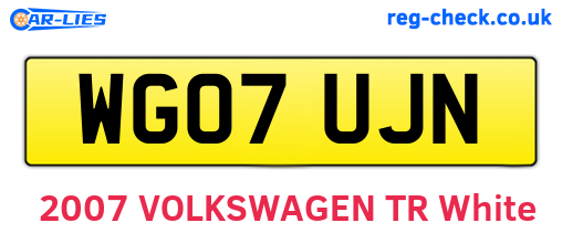 WG07UJN are the vehicle registration plates.