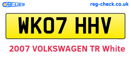 WK07HHV are the vehicle registration plates.