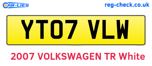 YT07VLW are the vehicle registration plates.