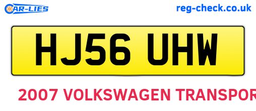 HJ56UHW are the vehicle registration plates.