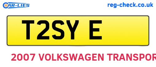 T2SYE are the vehicle registration plates.