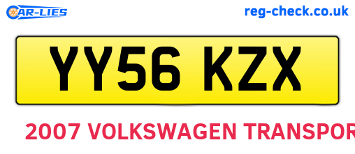 YY56KZX are the vehicle registration plates.