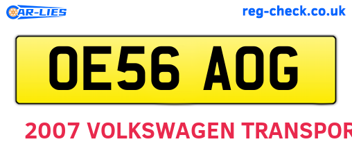 OE56AOG are the vehicle registration plates.