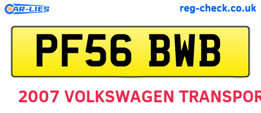 PF56BWB are the vehicle registration plates.
