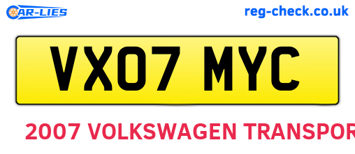 VX07MYC are the vehicle registration plates.