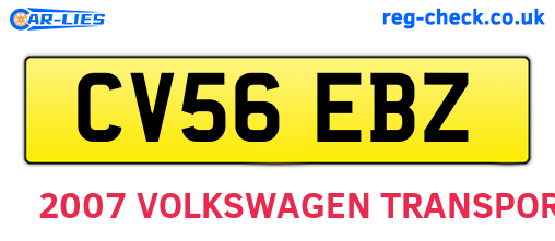 CV56EBZ are the vehicle registration plates.