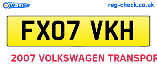 FX07VKH are the vehicle registration plates.