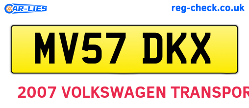 MV57DKX are the vehicle registration plates.